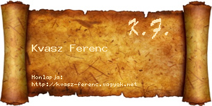 Kvasz Ferenc névjegykártya