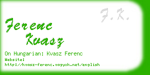 ferenc kvasz business card